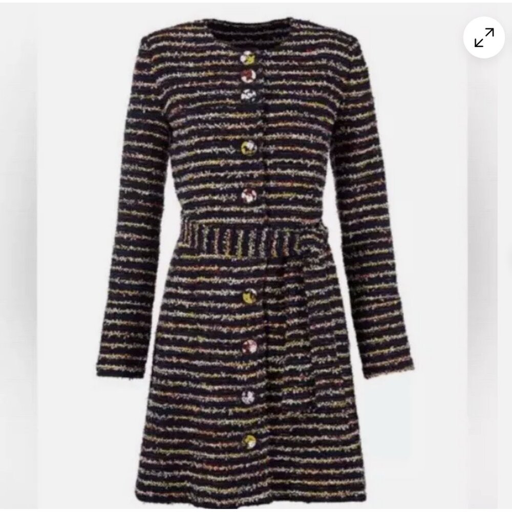 CAbi Headline Topper Navy stripe coat style 5660, cotton blend
